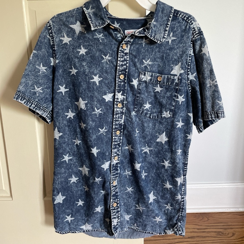 Cat & Jack Blue and White Stars Button Down Shirt